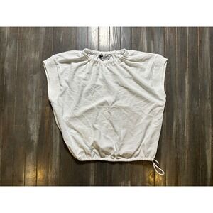 Montgomery Post White Cap Sleeve Elastic Hem Blouse Top